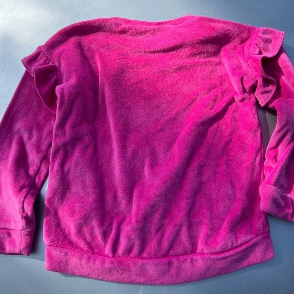 The Children’s Place Pink Rainbow Sequin Heart Velour Ruffle Kids Long Sleev Top